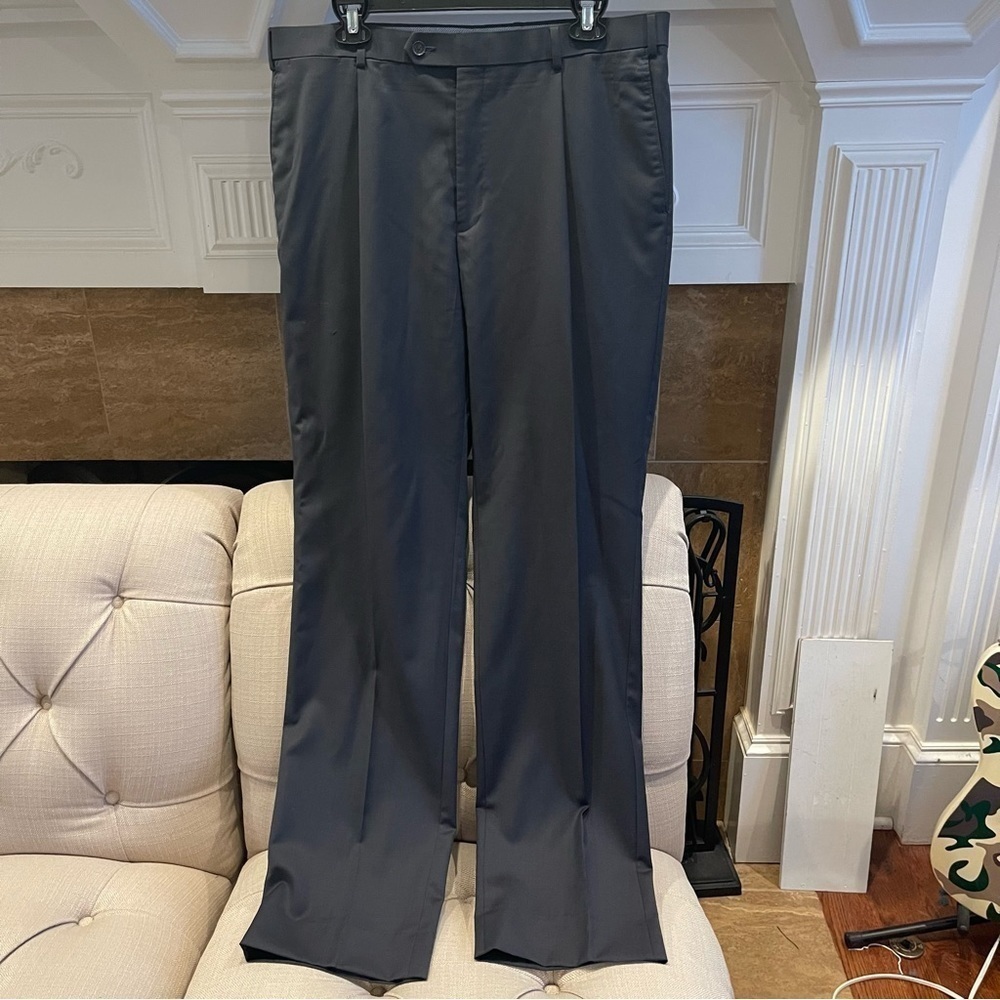 Hart Schaffner Marx Men's Navy Blue Solid Wool Dress Pants 36 R $178